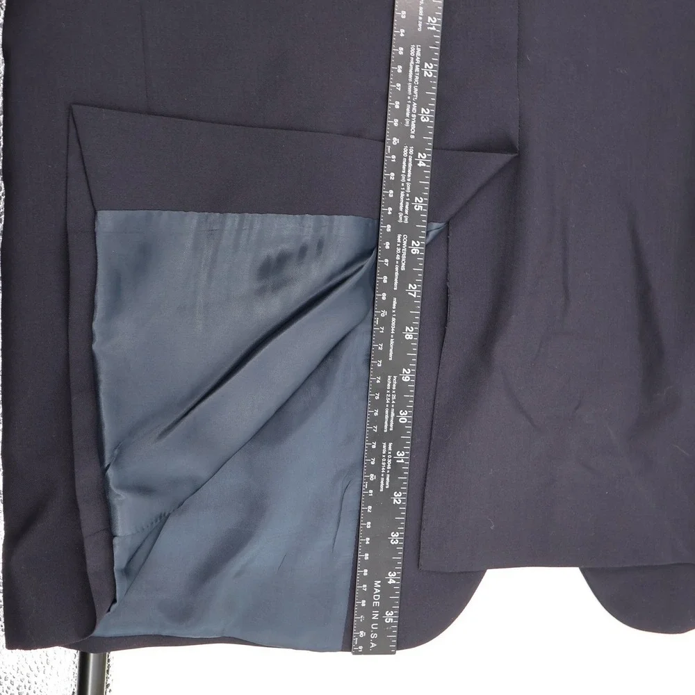 Jos A Bank Mens Blazer Mens 46L‎ Long Navy Black Wool Gold Buttons Two Button